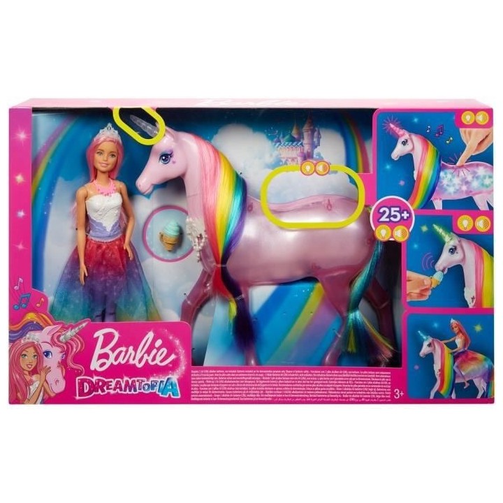 Barbie - Dreamtopia Barbie et sa Licorne Lumieres Magiques - 32 cm - P
