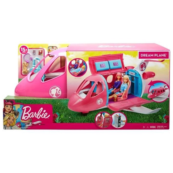BARBIE L'Avion de Reve avec mobilier, rangements et accessoires - 58 c