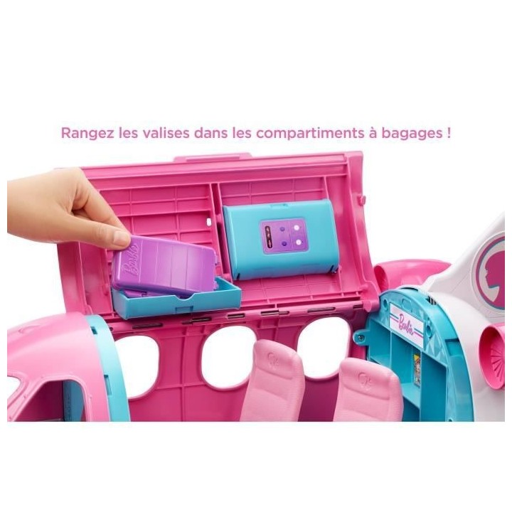 BARBIE L'Avion de Reve avec mobilier, rangements et accessoires - 58 c