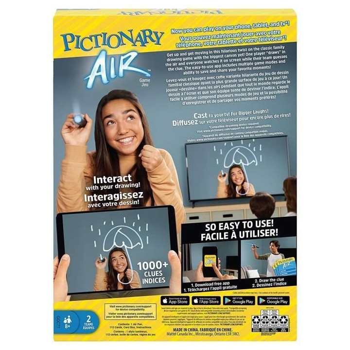 Mattel Games - Pictionary Air - Jeu de société et de dessin - 2 équ