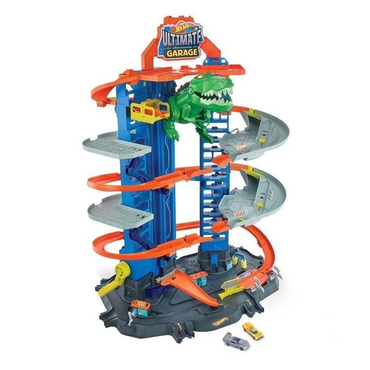 HOT WHEELS City Super Dino Robot Garage 90 cm de haut 100 places de pa