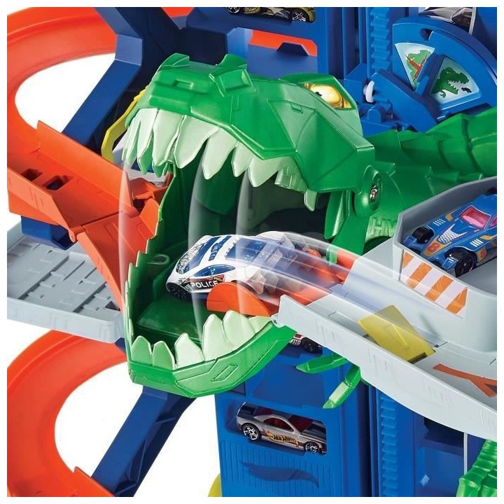 HOT WHEELS City Super Dino Robot Garage 90 cm de haut 100 places de pa