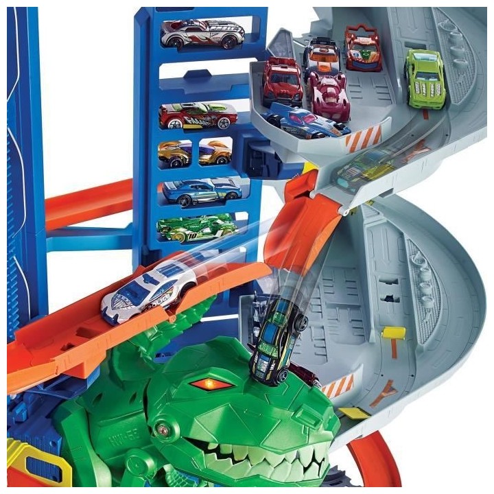 HOT WHEELS City Super Dino Robot Garage 90 cm de haut 100 places de pa