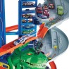 HOT WHEELS City Super Dino Robot Garage 90 cm de haut 100 places de parking - 2 véhicules inclus