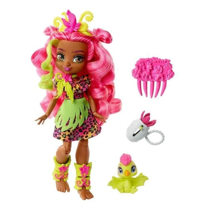 CAVE CLUB Poupée Fernessa 20 cm avec accessoires et son dinosaure de