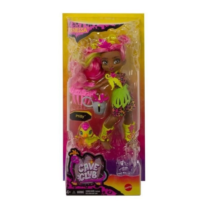 CAVE CLUB Poupée Fernessa 20 cm avec accessoires et son dinosaure de