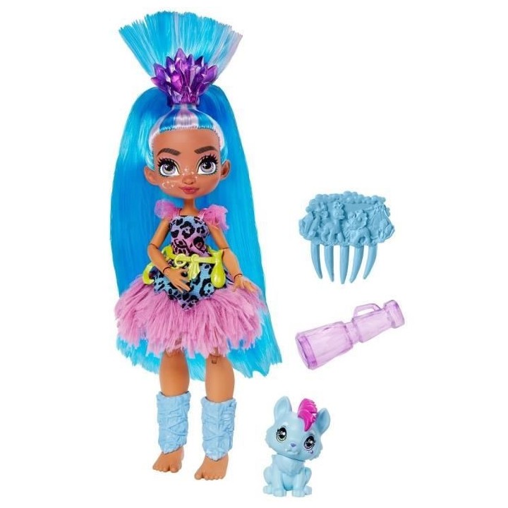 CAVE CLUB Poupée Tella 20 cm avec accessoires et son animal de compag