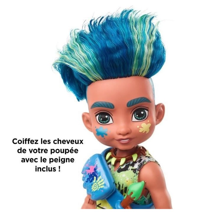 CAVE CLUB Poupée Slate 20 cm avec accessoires et son animal de compag