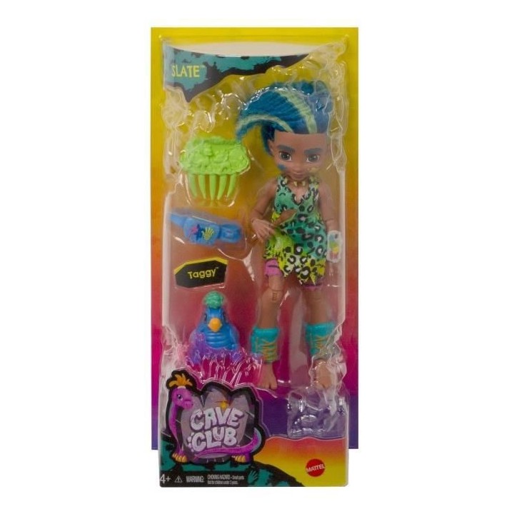 CAVE CLUB Poupée Slate 20 cm avec accessoires et son animal de compag