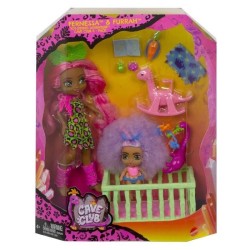 CAVE CLUB Coffret Histoire des Cavernes Baby-sitting Poupée Fernessa 20 cm et Bébé des Cavernes Furrah