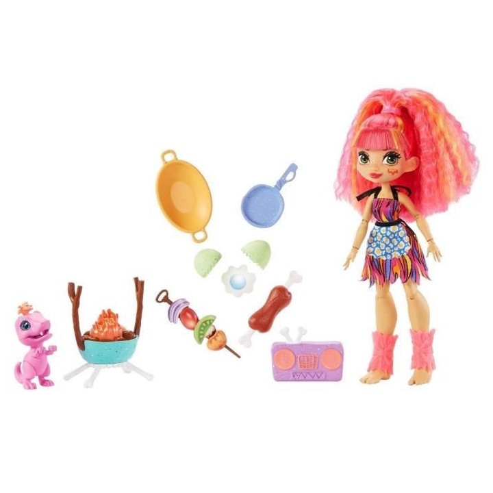 CAVE CLUB Coffret Histoire des Cavernes Poupée Emberly 20 cm et son d