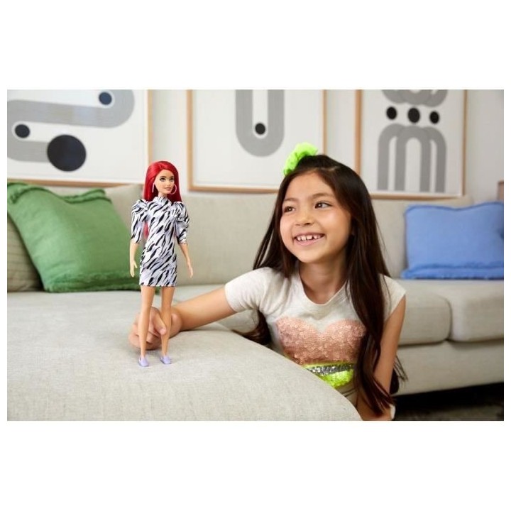 Barbie - Poupée Fashionista 168 robe zébrée - Poupée Mannequin - D