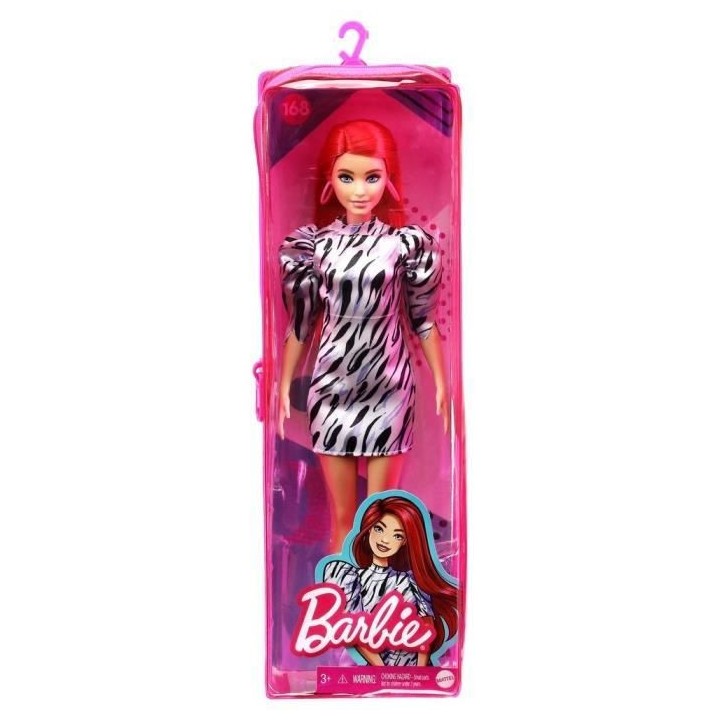 Barbie - Poupée Fashionista 168 robe zébrée - Poupée Mannequin - D