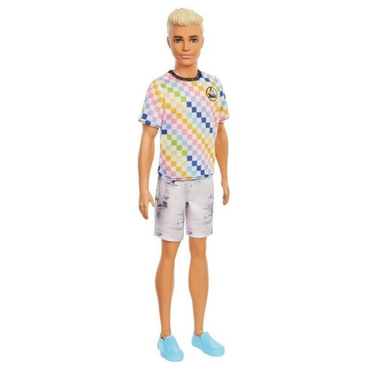 Barbie - Poupée Ken Fashionista t-shirt a carreaux style surfeur et s