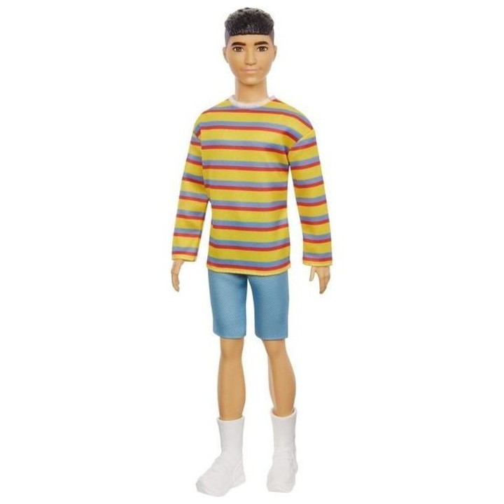 Barbie - Poupée Ken Fashionista t-shirt rayé coloré et short - Poup