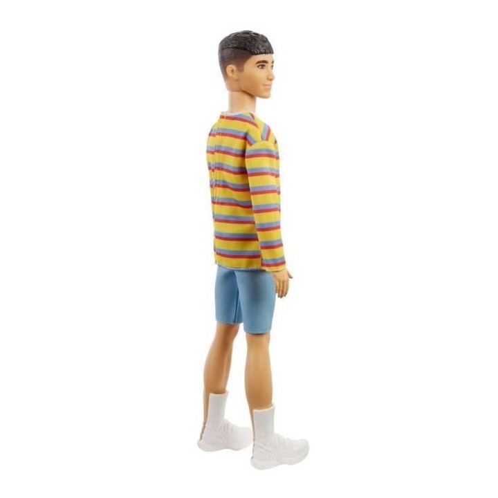 Barbie - Poupée Ken Fashionista t-shirt rayé coloré et short - Poup