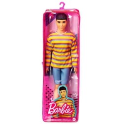 Barbie - Poupée Ken Fashionista t-shirt rayé coloré et short - Poupée Mannequin - Des 3 ans