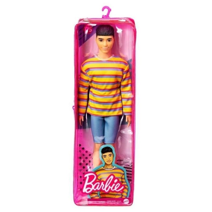 Barbie - Poupée Ken Fashionista t-shirt rayé coloré et short - Poup