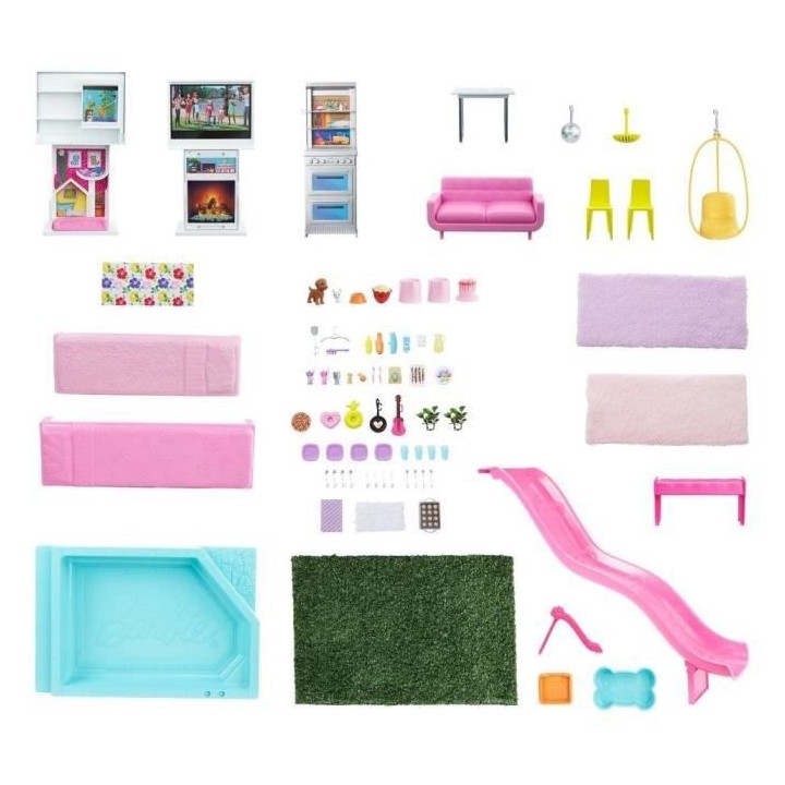 Barbie - Coffret maison de reve Barbie, 3 niveaux, lumieres et sons et