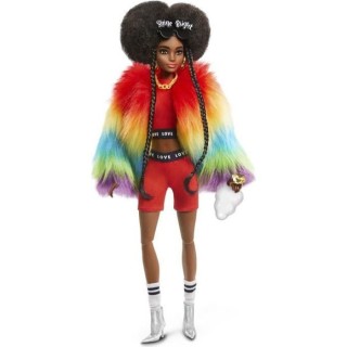 Barbie - Barbie Extra Manteau Multicolore Brune Coupe Afro - Poupée -