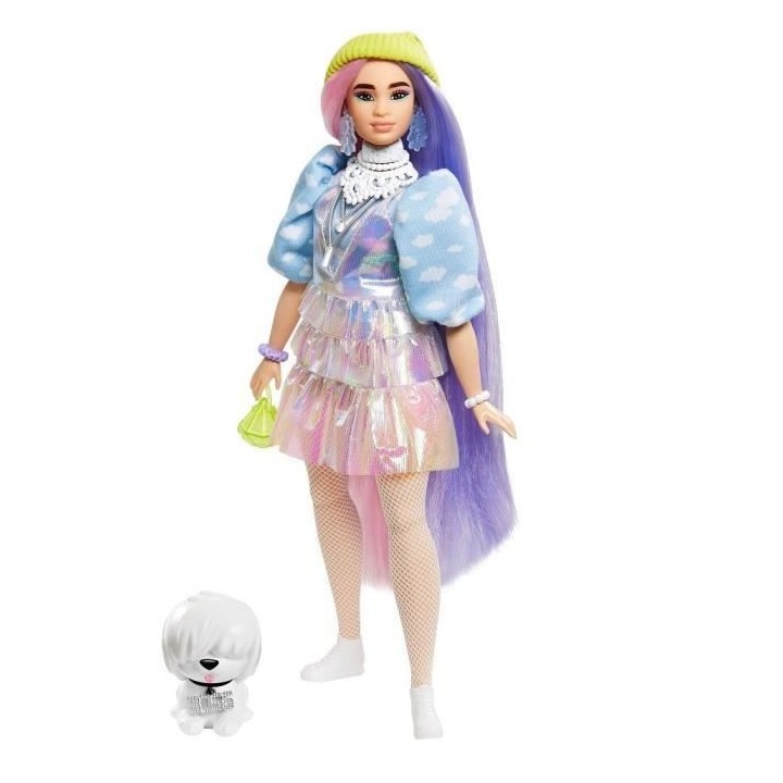 Barbie - Barbie Extra Bonnet Vert Cheveux Longs Mauve et Rose - Poupé