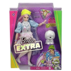 Barbie - Barbie Extra Bonnet Vert Cheveux Longs Mauve et Rose - Poupée - 3 ans et +