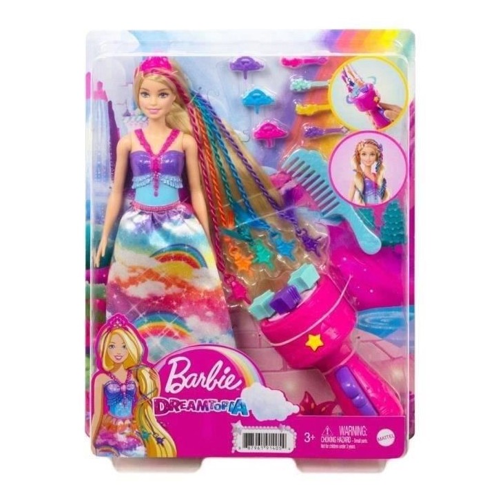 Barbie - Poupée Barbie Princesse Tresses Magiques, avec extensions ca