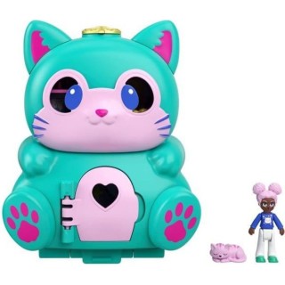 Polly Pocket - Coffret transformable Chat, avec mini-poupée, figurine