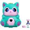 Polly Pocket - Coffret transformable Chat, avec mini-poupée, figurine de chat et surprises - Mini-Poupée - Des 4 ans