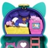 Polly Pocket - Coffret transformable Chat, avec mini-poupée, figurine de chat et surprises - Mini-Poupée - Des 4 ans