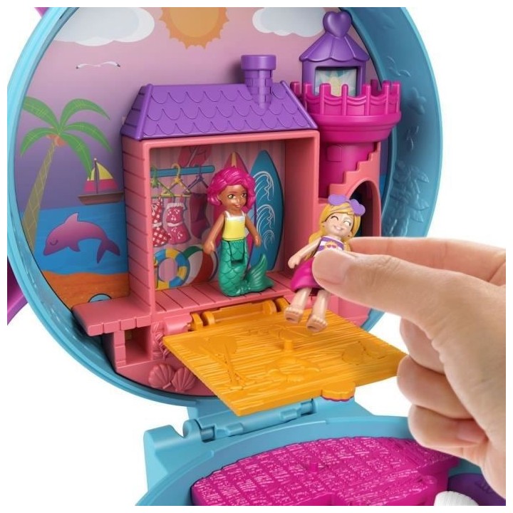 Polly Pocket - Coffret la plage du dauphin, avec Polly et sirene, 5 s
