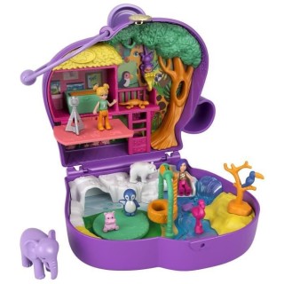Polly Pocket - Coffret Zoo Eléphant, avec Mini-Poupées Polly et Bell