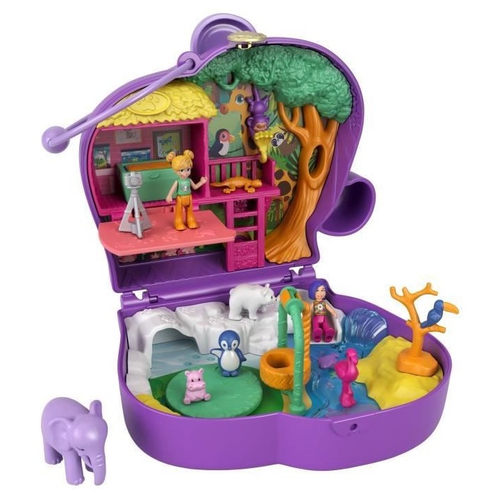 Polly Pocket - Coffret Zoo Eléphant, avec Mini-Poupées Polly et Bell