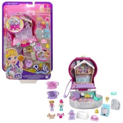 Polly Pocket - Coffret Zoo Eléphant, avec Mini-Poupées Polly et Bella, 5 Surprises, 13 Accessoires - Mini-Poupée - Des 4 an