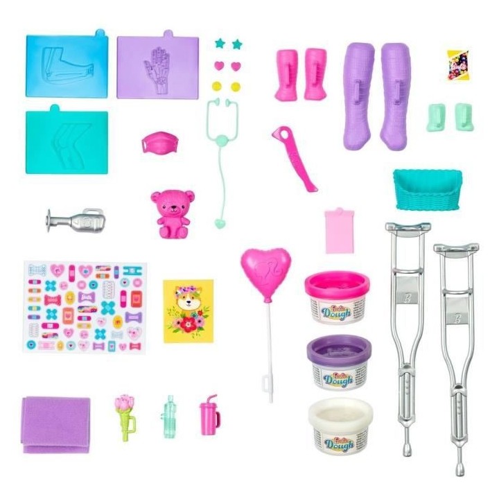 Barbie - Coffret Clinique de Barbie avec poupée Docteur brune et plu