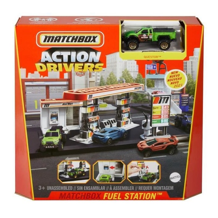 MATCHBOX Playset Station Essence - Circuit / Petite Voiture - 3 ans et