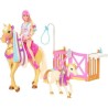 Barbie - Coffret toilettage chevaux avec Poupée Barbie, 2 Chevaux et + de 20 Accessoires - Accessoire Poupée Mannequin - Des 3