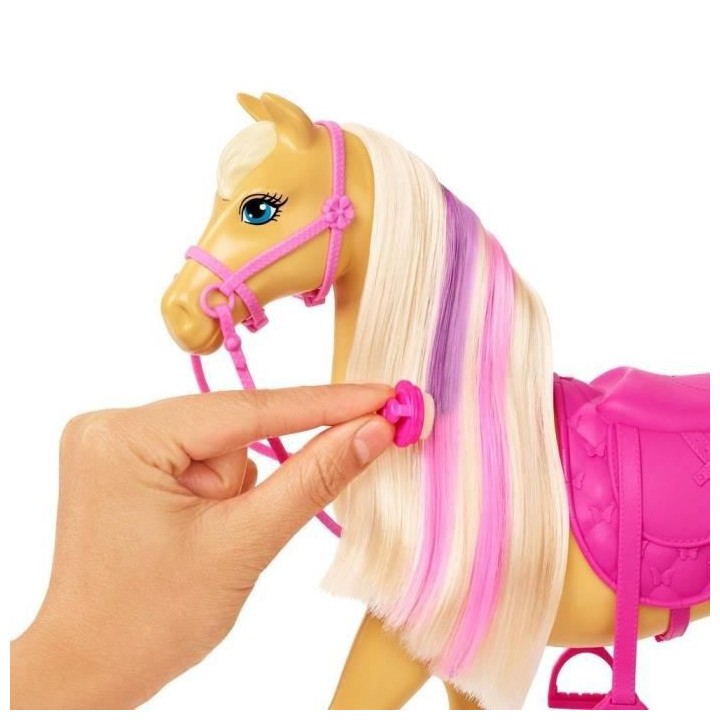 Barbie - Coffret toilettage chevaux avec Poupée Barbie, 2 Chevaux et