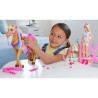 Barbie - Coffret toilettage chevaux avec Poupée Barbie, 2 Chevaux et + de 20 Accessoires - Accessoire Poupée Mannequin - Des 3