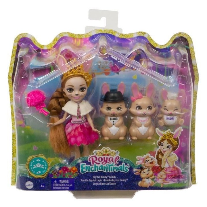 ENCHANTIMALS Poupée Brystal Lapin 15 cm et Lapereaux