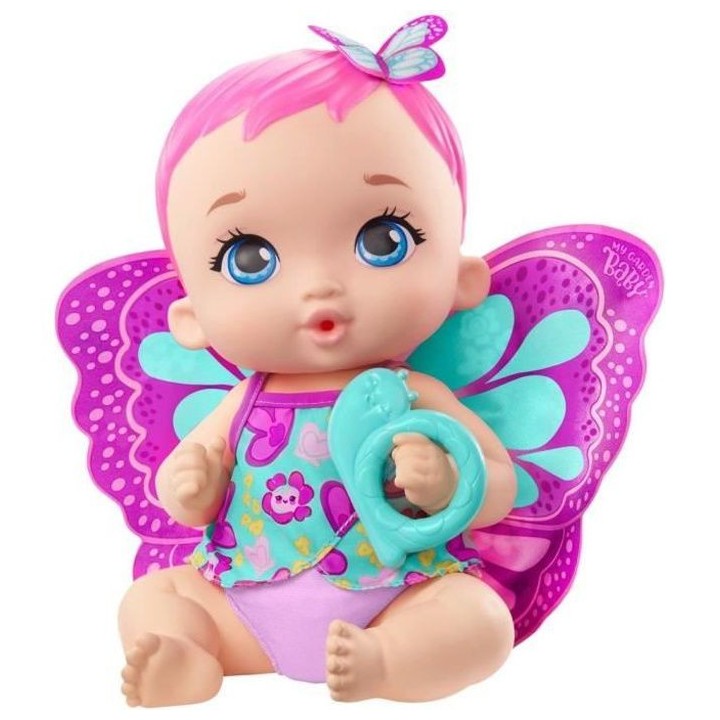 My Garden Baby - Bébé Papillon Rose Boit et Fait Pipi 30 cm, couche