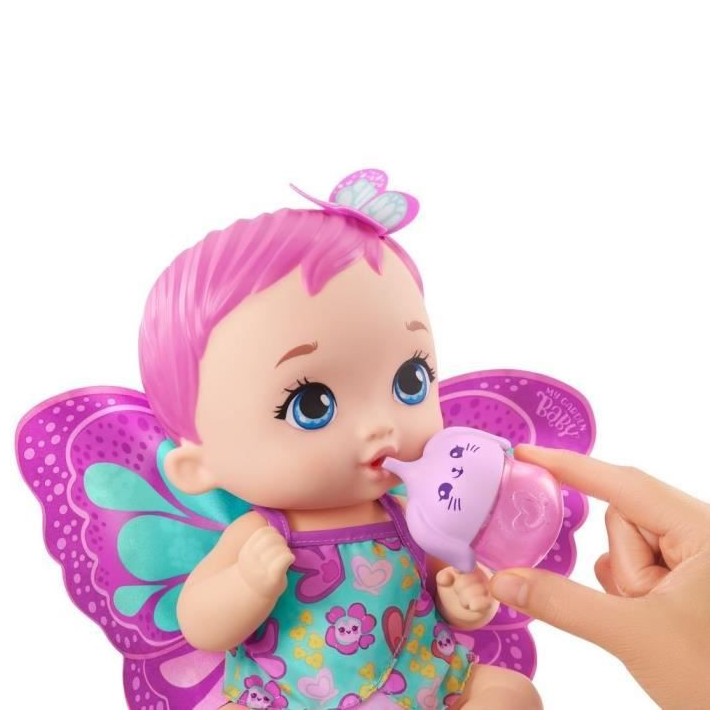 My Garden Baby - Bébé Papillon Rose Boit et Fait Pipi 30 cm, couche