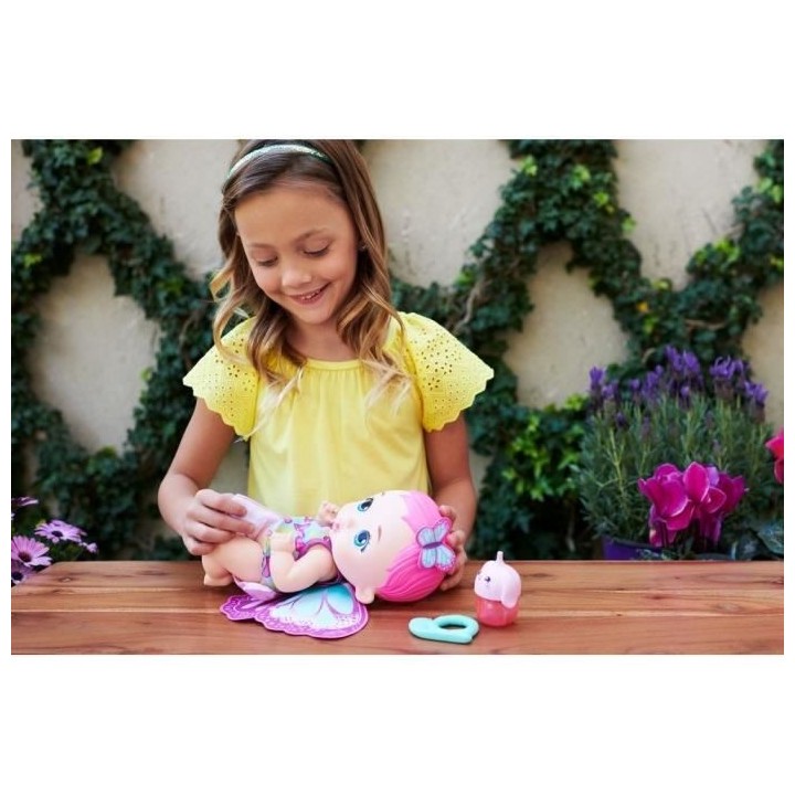 My Garden Baby - Bébé Papillon Rose Boit et Fait Pipi 30 cm, couche