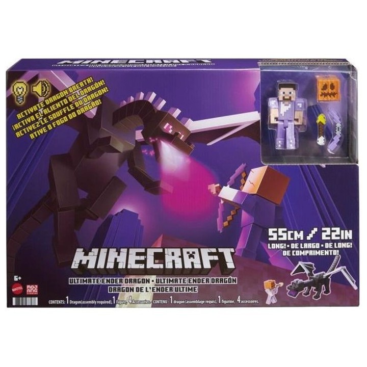 Minecraft - Coffret Ultime Ender Dragon, 50 cm avec souffle de brume,