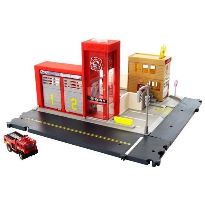 MATCHBOX Caserne de Pompiers - Circuit / Petite Voiture - 3 ans et +