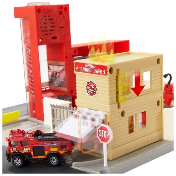MATCHBOX Caserne de Pompiers - Circuit / Petite Voiture - 3 ans et +