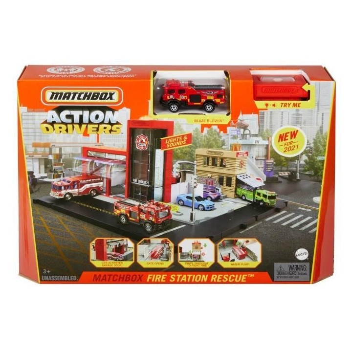 MATCHBOX Caserne de Pompiers - Circuit / Petite Voiture - 3 ans et +