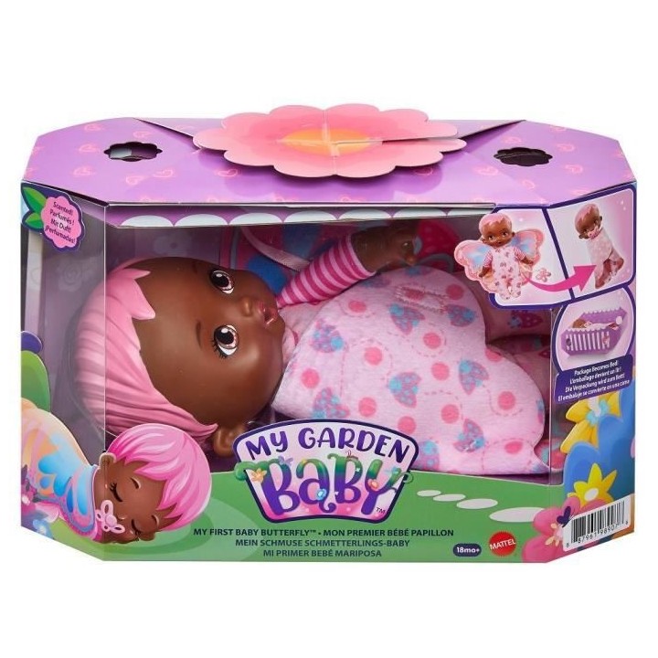 My Garden Baby - Mon Premier Bébé Papillon rose, 23 cm, corps souple