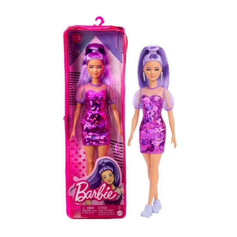 Barbie - Barbie Fashionista Robe Violette - Poupée Mannequin - Des 3 ans