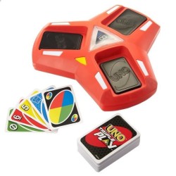 Mattel Games - Uno triple play, 112 cartes et unité de jeu sonore et lumineuse - Jeu de cartes famille - Des 7 ans